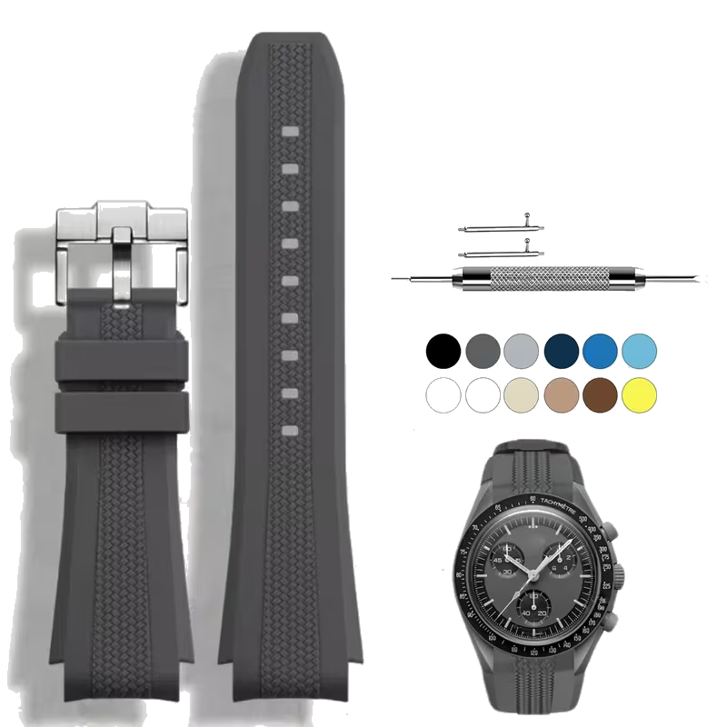 MoonSwatch Mission to the Moon with KINETIC Space Black FKM Rubber Strap